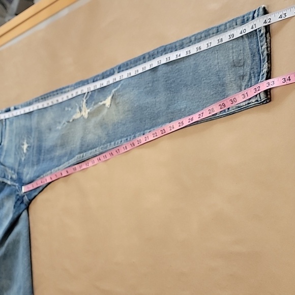 John Elliott Size 30 Distressed / Repaired / Splattered Denim Blue Jeans - Picture 5 of 13
